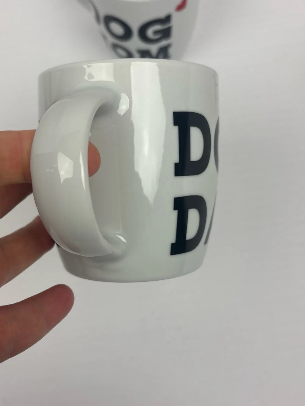 Dog Mom Dad Coffee Mugs Set of 2 White Black Red Heart Ceramic 8 oz Couple Gift